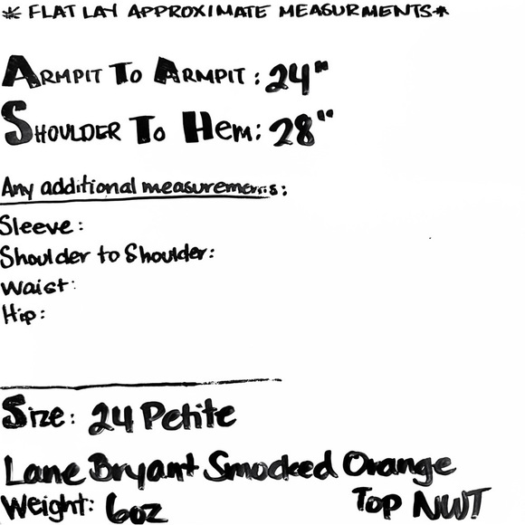 Lane Bryant Petite Orange Fitted Smocked Bodice Peplum Top Sz 24P NWT - Picture 8 of 8